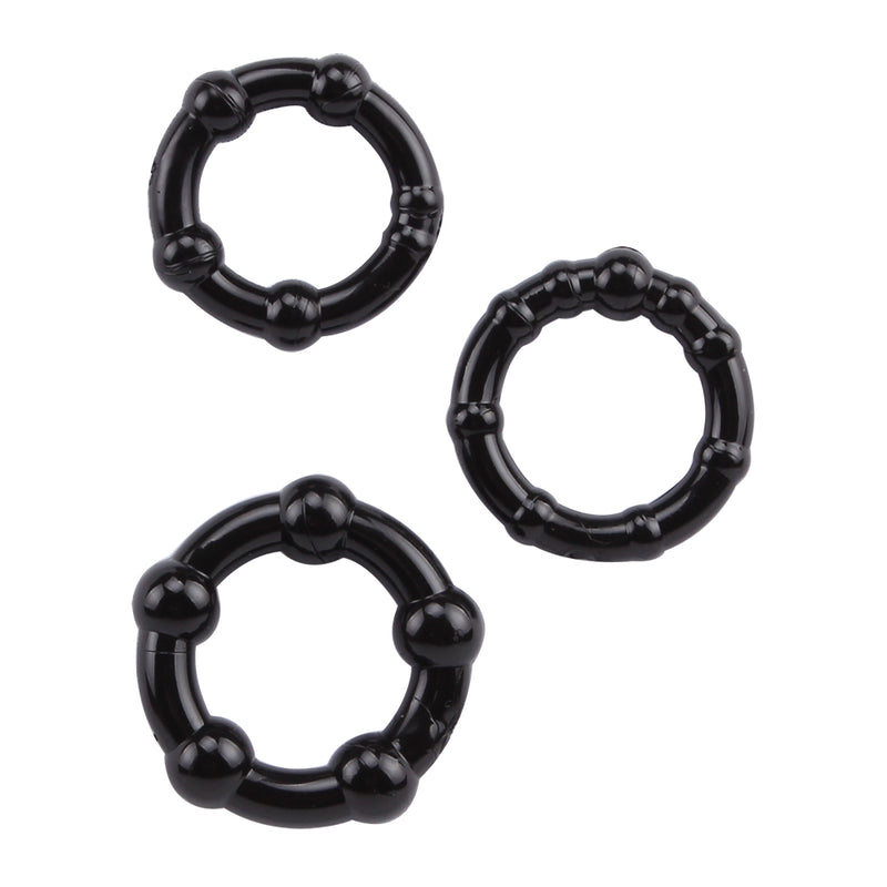 CHISA - Beaded Cock Rings 矽膠延時環 3件裝 黑色