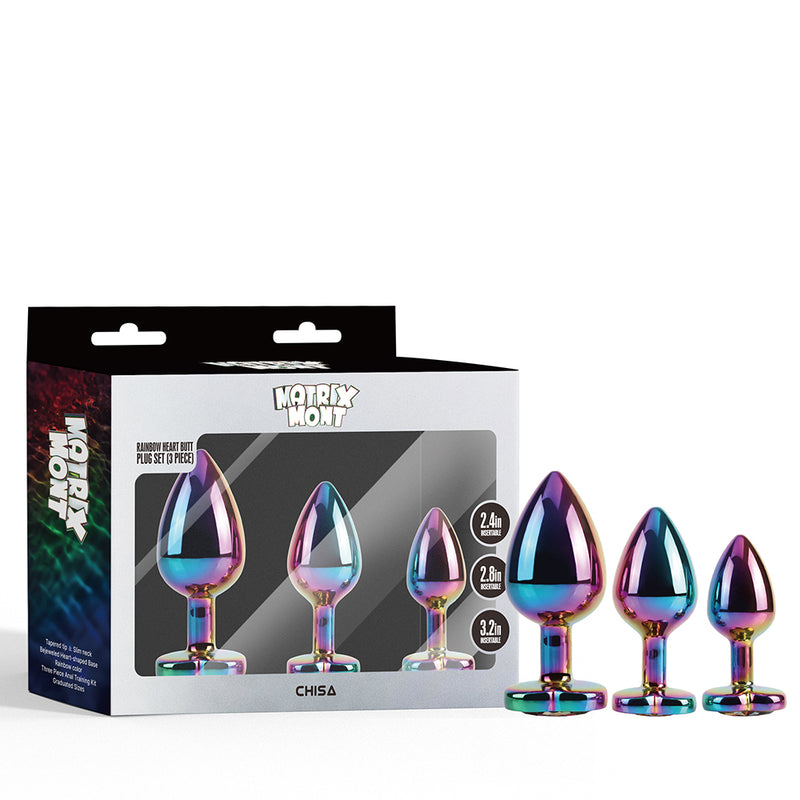 CHISA - Rainbow Heart Butt Plug Set 彩虹心型後庭塞套裝 3件裝