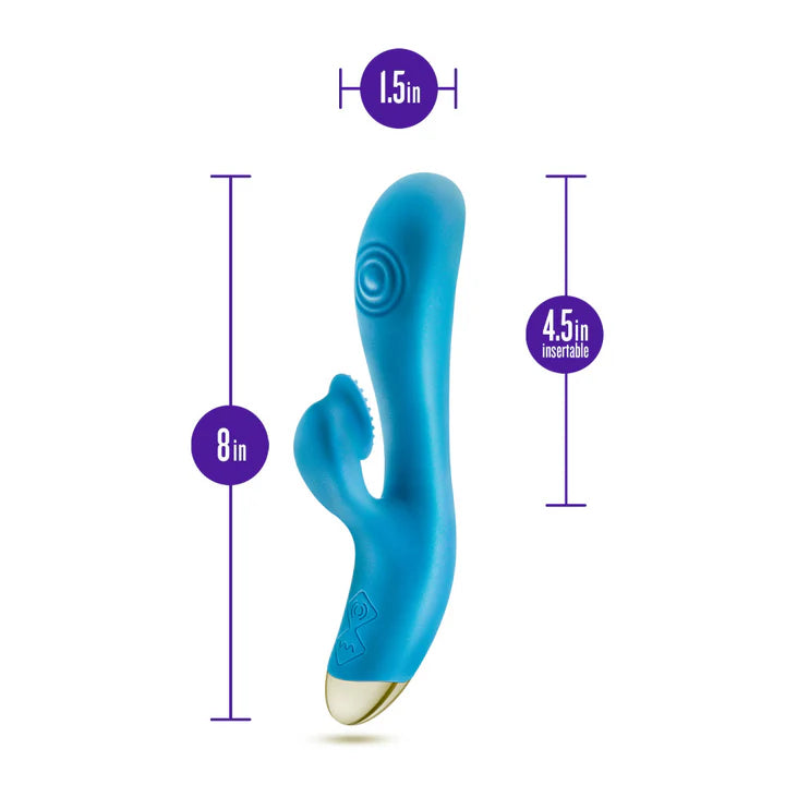 Blush(美國) Aria - Arousing' AF Silicone Vibrator 雙脈動震動棒 藍色