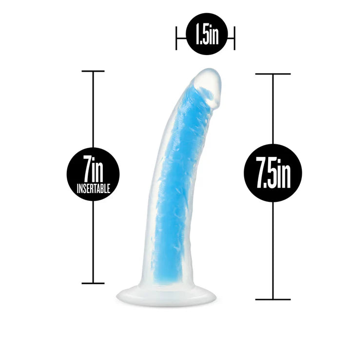Blush(美國) Neo Elite - Prysm Glow - 7'' Long Dildo 7吋假陽具 夜光霓虹藍