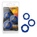 Blush(美國) Stay Hard - Beaded Penis Rings 矽膠延時環 藍色 (3件裝)