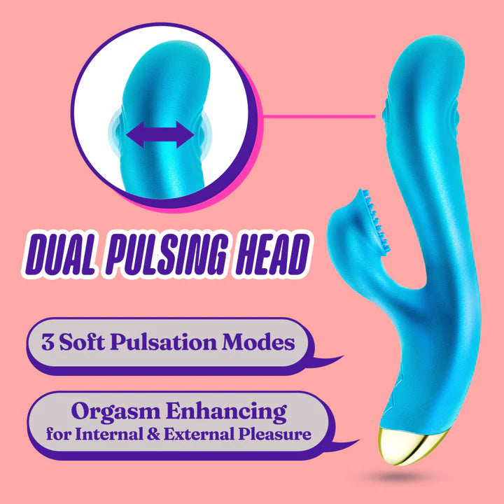 Blush(美國) Aria - Arousing' AF Silicone Vibrator 雙脈動震動棒 藍色