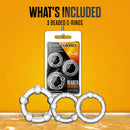 Blush(美國) Stay Hard - Beaded Penis Rings 矽膠延時環 透明 (3件裝)