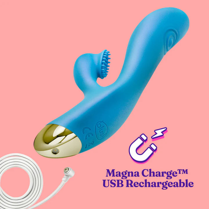 Blush(美國) Aria - Arousing' AF Silicone Vibrator 雙脈動震動棒 藍色