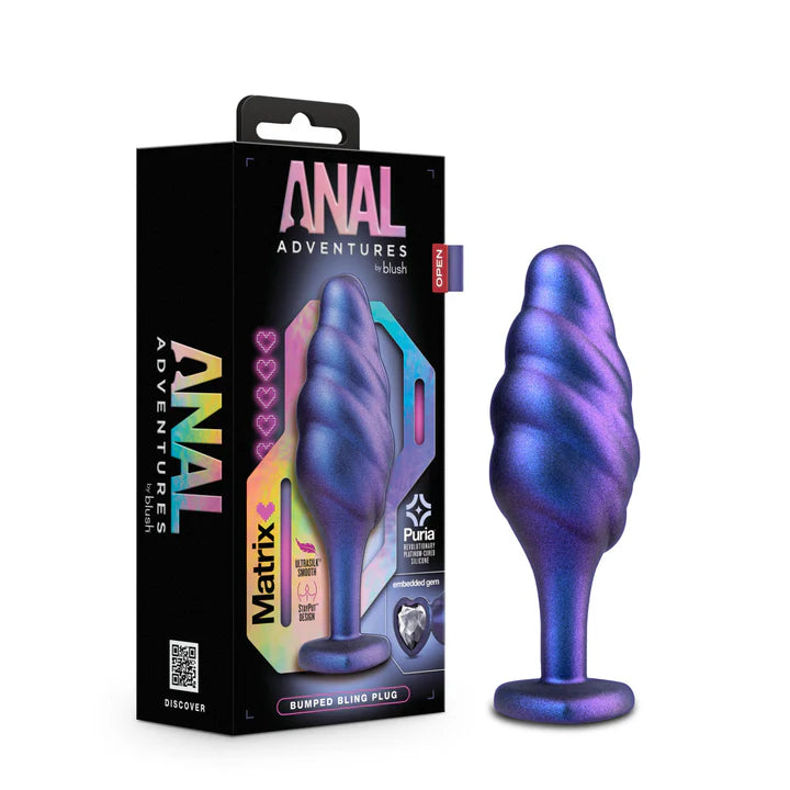 Blush(美國) Anal Adventures Matrix - Bumped Bling Sapphire 4.5寸 閃亮藍寶石 矽膠後庭塞