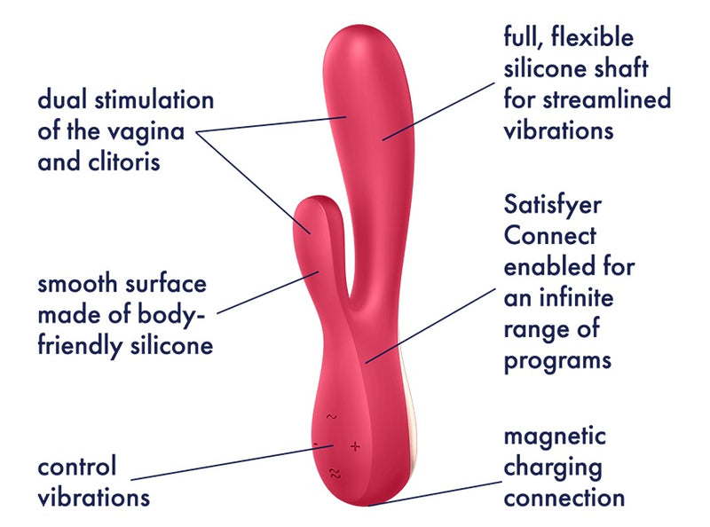 Satisfyer(德國) Mono Flex 手機遙控雙頭震動棒 玫瑰紅/白色/粉色