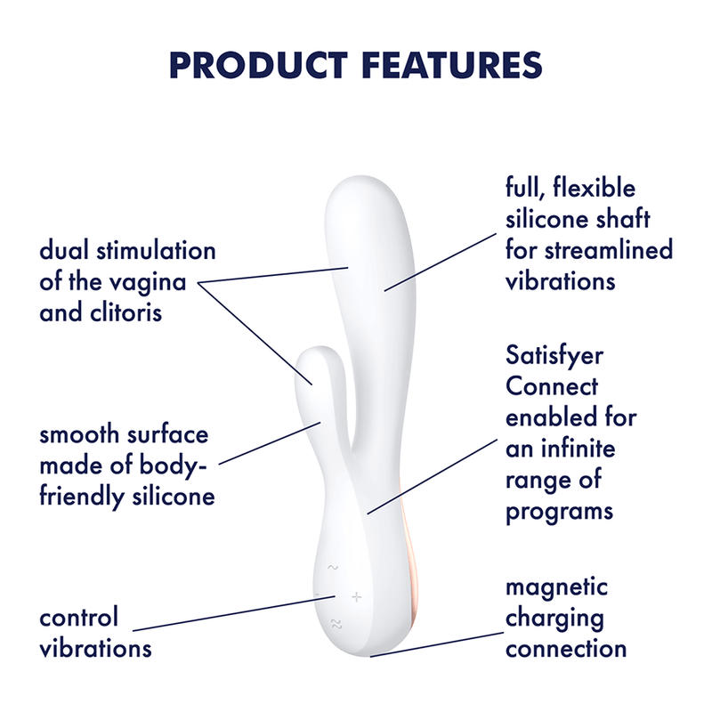 Satisfyer(德國) Mono Flex 手機遙控雙頭震動棒 玫瑰紅/白色/粉色
