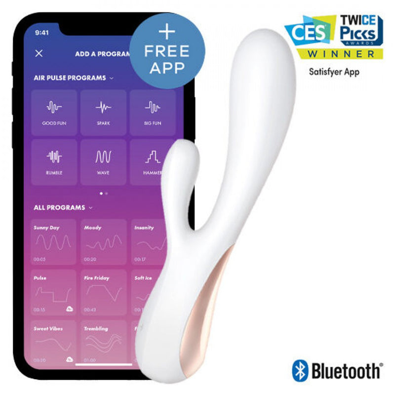 Satisfyer(德國) Mono Flex 手機遙控雙頭震動棒 玫瑰紅/白色/粉色