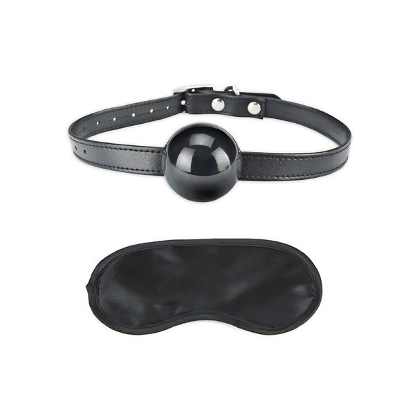 Lux Fetish(美國) Silicone Ball Gag 矽膠透氣口塞球連眼罩套裝  黑色