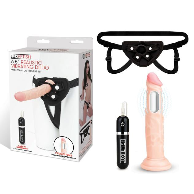 Lux Fetish(美國) 6.5''Realistic Vibrating Dildo & Strap-on Harness Set 6.5寸震動假陽具連腰帶